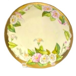 Hand Painted 8 Inch + Floral Gold-colored Rimmed Signed Stamped Plate Bavaria